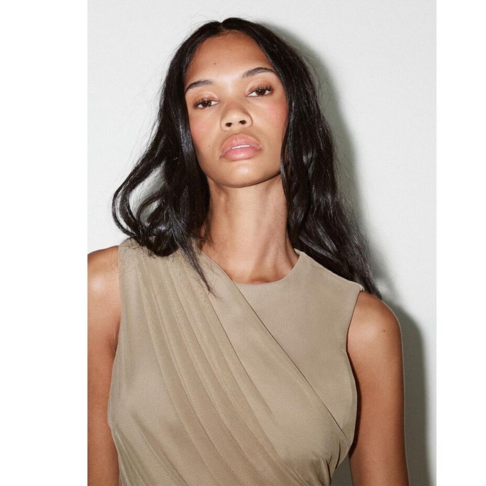 NWT ZARA Sheer Tule Mesh Midi Bodycon Dress 4772/353